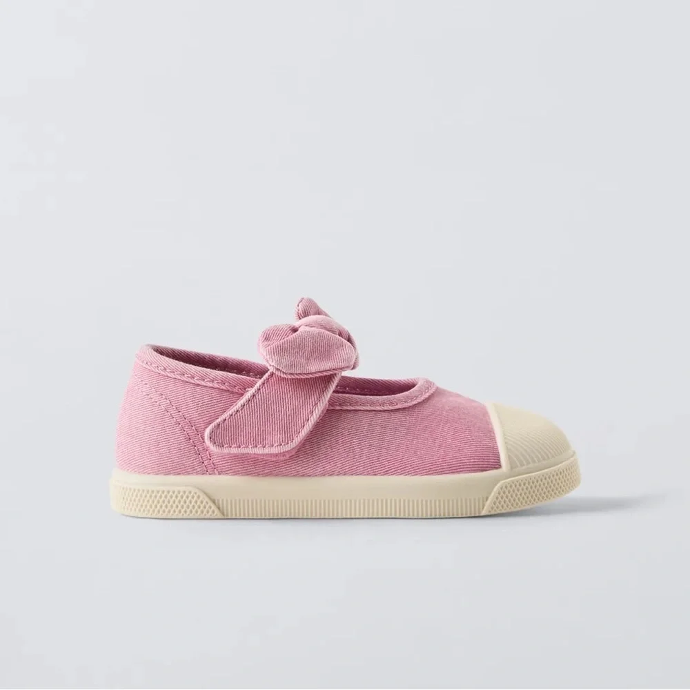 Zara| Kids Open Sneakers with Bow Pink- Size 12 or EU 29